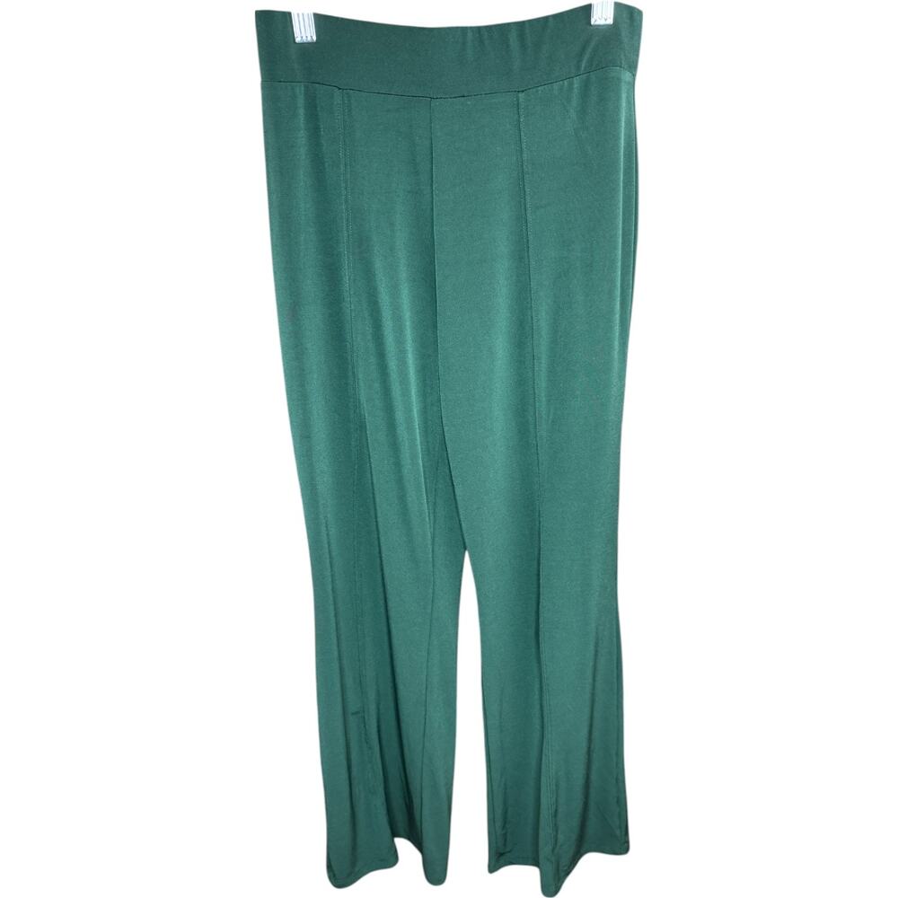 Susan Graver Modern Essentials Liquid Knit Boot-Cut Pants Evergreen Pine XXSP‎